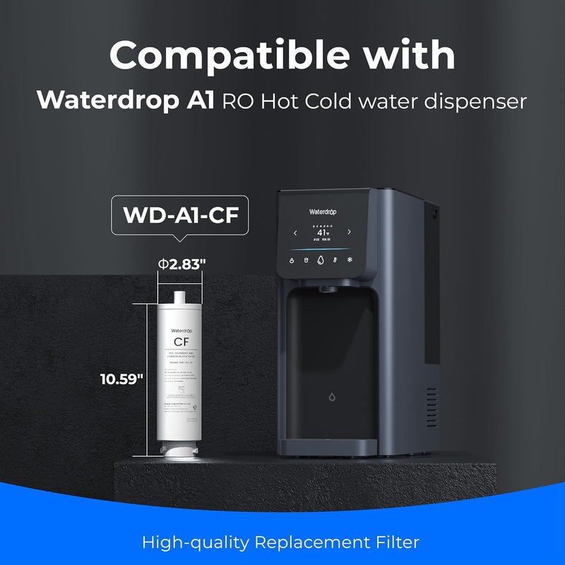 Waterdrop فلتر WD-A1-CF، بديل لجهاز توزيع المياه الساخنة والباردة WD-A1 بنظام التناضح العكسي، عمر 6 أشهر - Image 2